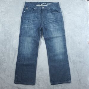 Marc Ecko Jeans Men 36x30 Boot Cut Dark Wash Faded Pants Cowboy Baggy Y2K Sew